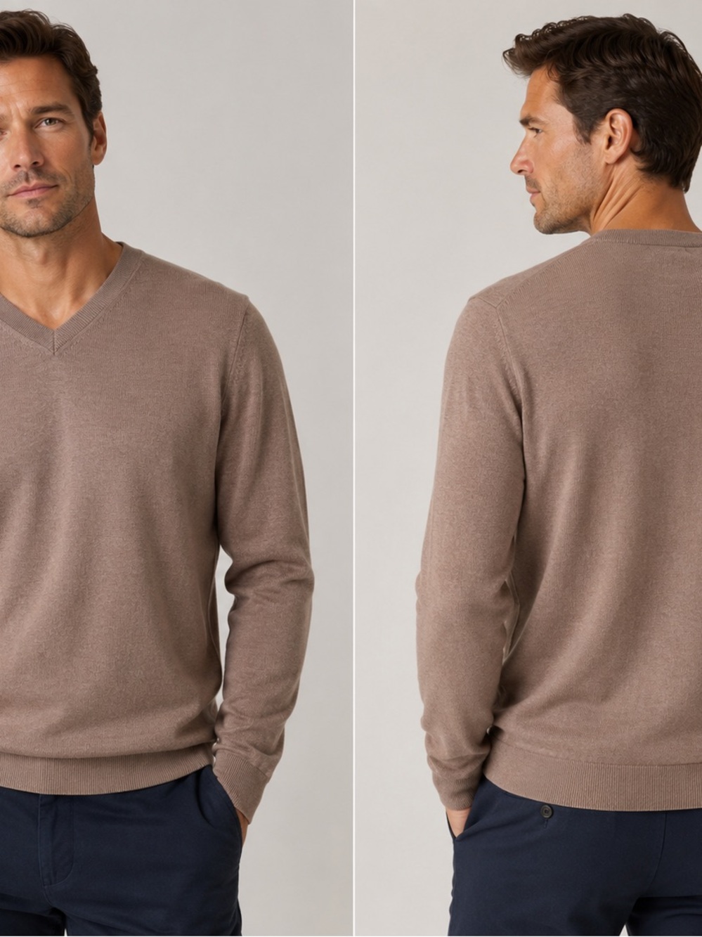 Banana Republic Men's V-Neck Sweater in Taupe Brown